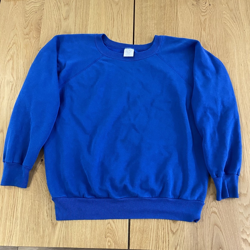 Vintage 80s Pannill Sweatshirt XL Royal Blue Blank Raglan Made USA
